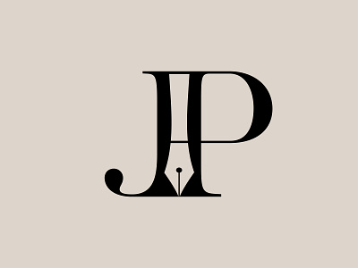 "JP + Fountain-Pen" Monogram Logo & Letter Mark Design branding fountain pen jp letter letter mark logo logo design logo mark logotype minimalist monogram pj