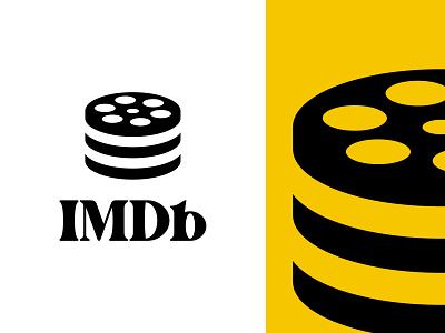 IMDB.com Logo Redesign branding database icon film roll imdb internet movie database logo logo design logo mark logo redesign movie app logo movie theater netflix