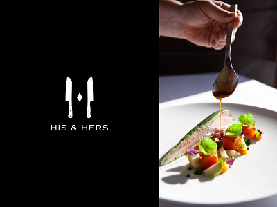 Letter H + Chef's Knife Monogram Logo Mark Design for Restaurant