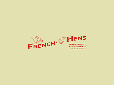 French Hens Logo Concept branding chickens consignment shop hand drawn illustration las vegas logo retro sketch logo thrift store vintage logo