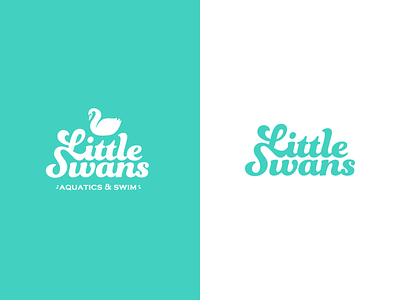 Little Swans Logo Variations aquatics branding childrens logo colorcode hand drawn illustration kids logo swan swim swimming lessons water