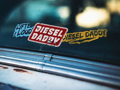 Stickers for Diesel Daddy Merch Brand 70s 80s daddy diesel ecommerce lifestyle manly masculine merch retro sarcastic southern sticker mockup stickers trashy tshirt brand