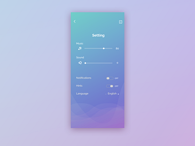 Daily UI #007 - Setting 007 button design clean dailyui design game illustration music setting settings ui sound sound waves ui ux wave