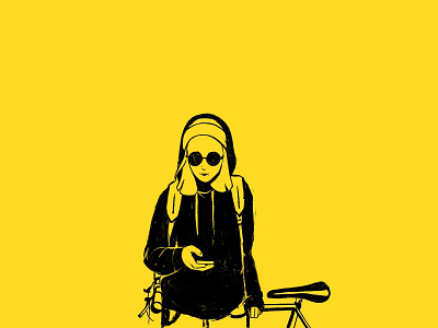 me bike character character design design girl graphic illustration procreate summer yellow