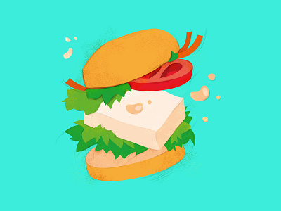 eat tofu burger design food graphic illustration illustrator photoshop tofu tomatoes vector vegan vegetables vegetarian