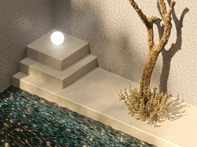 Exploring New Styles 3d 3d animation 3d art 3d modeling 3ds max coronarender glow light minimalism tree water