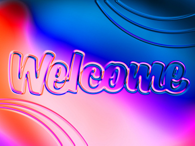 Welcome ai background effect generative art glass holographic text welcome