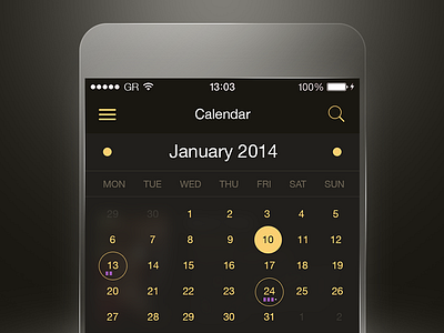 Flat App UI calendar flat design movie video player