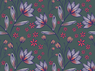 Springtime sketch flower pattern half drop repeat seamless repeat seamless repeat pattern spring pattern