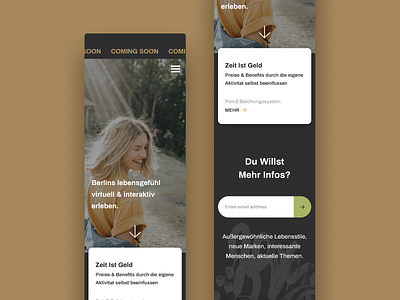 Lifestyle Landing Page — Mobile berlin coming soon comingsoon landing landing design landing page lifestyle lifestyle brand page responsive ux uxui