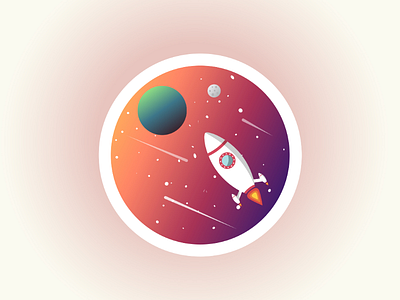 Space art design flat icon illustration illustrator minimal moon planet sketch vector web