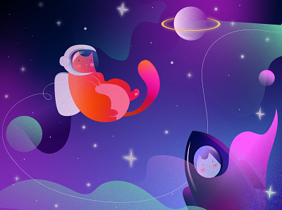 Space Kittens design illustration vector