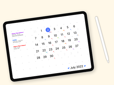 Calendar on Tablet - Exploration #1 app design ui