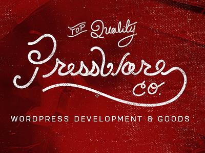 Pressware - WordPress company logo branding hand drawn lettering logo red retro typography vintage wordpress