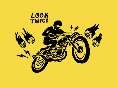 look twice eyeballs illustration lettering motorcycles