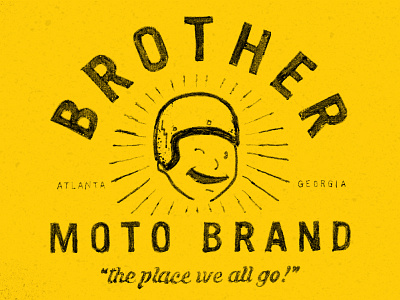 Brother Moto Brand atlanta hand drawn helmet moto motorcycle wink yellow