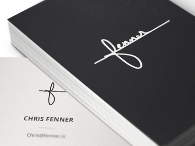 Fenner Logo and business card mockup branding business card cursive logo