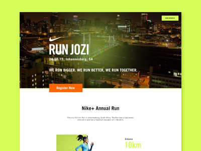 Nike Run Jozi - Landing Page Redesign landing page nike nike club run nike run jozi ui design ux design
