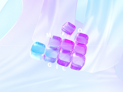 Glass space 3d blue c4d colorful cube frosted glass geometry grass logo piece space suspension technology texture transparent