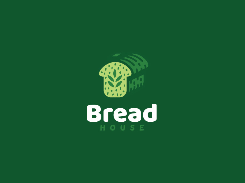 Bread House Logo house homemade home bread toast wholesome leaves grass natural health healthy cafe cookies bakery pastries desserts yeast flour grain wheat