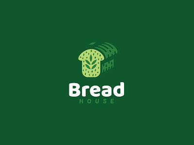 Bread House Logo bakery bread cafe cookies desserts flour grain grass health healthy home homemade house leaves natural pastries toast wheat wholesome yeast