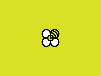 Flower and Bee Logo abstract bee black bloom circle creative flowers geometric hive honey mutual nature patterns petals pollen relationship stripes sustainable white yellow