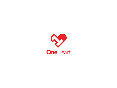 One Heart Logo abstract aid branding charity design doctor first for sale health heart hospital illustration logo logomark logos love one red social vector