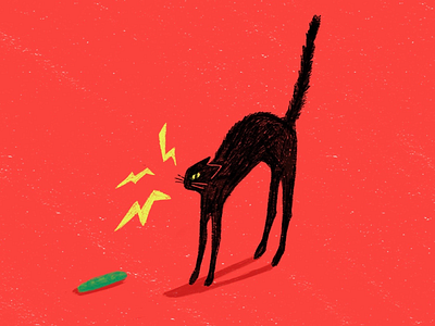 Scaredy Cat vs Cucumber | Dribbble Weekly Warm-up #9 animals cats dribbbleweeklywarmup halloween illustration ipad pro spooky texture