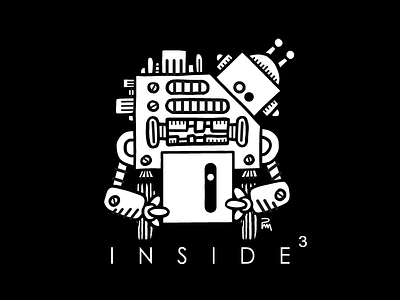 Sticker Inside3 Cub0 cube drawing illustrator robot sticker