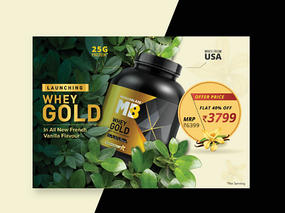 Whey Gold Banner art artwork banner branding color creative design font launch offer posts social typography uiux web site