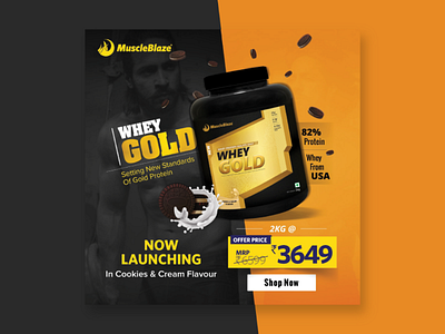 Whey Gold art artwork banner branding color creative design font launch offer posts social typography uiux web site