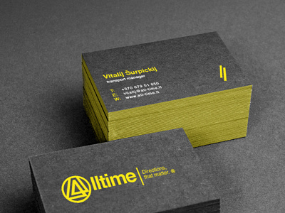 Alltime branding business card grey logistics logo road transport yellow