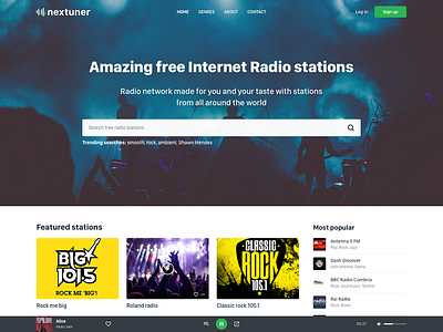 Nextuner - home page home page music player