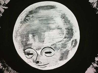 Mr. Moon acrylic paint dark illustration minimal moon