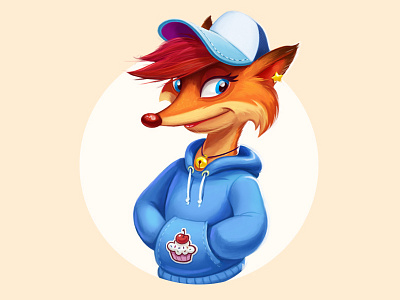 Foxy Lisa cartoon character fox game art illustration mascot match 3