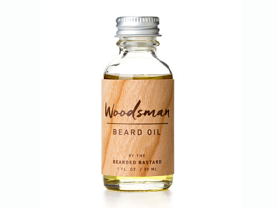 Woodsman Beard Oil label laser engraved product wood