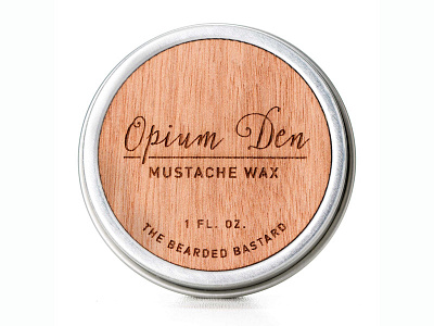 Opium Den Mustache Wax Label din label laser engraved product wood