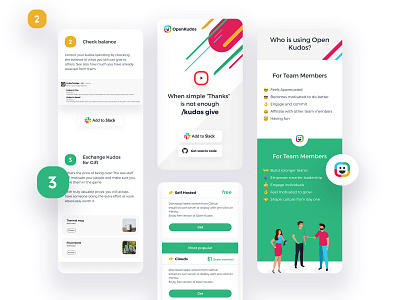 Open Kudos Mobile app clean dashboard design flat landing mobile simple ui ux