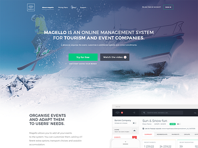 Magello - new landing page landing management page system tourism ui ux