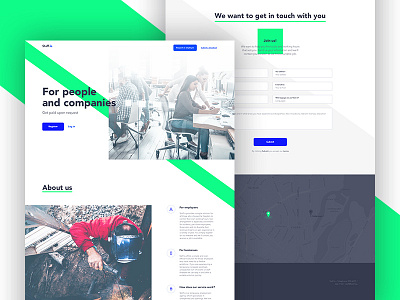 Staff clean green landing page simple ui ux white