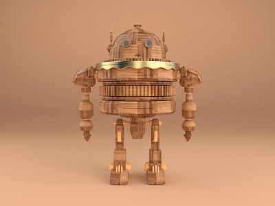 Robot wooden cartoon model