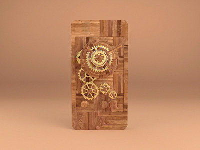 Mobile phone wooden cartoon model banner cinema 4d color design photoshop web