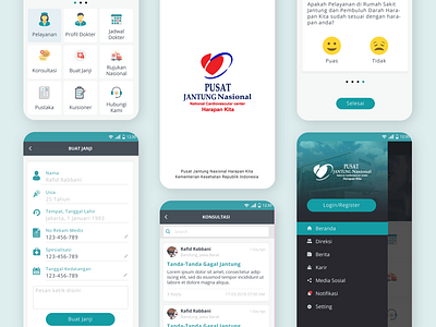Mobile App - Pusat Jantung Nasional Harapan Kita app appointment booking hospital interface mobile service ui ux