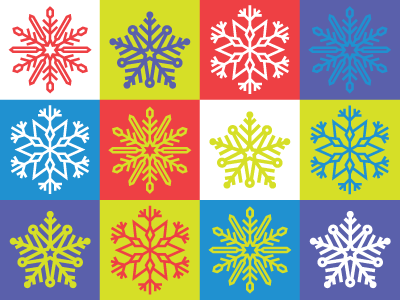 Brightly Colored Snowflakes bright holiday illustration snowflakes