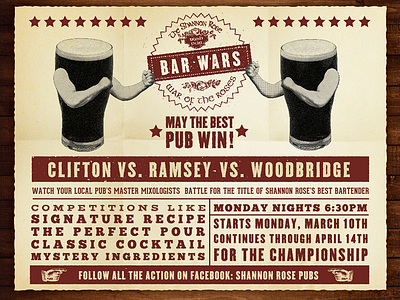 BAR WARS bar boxing fight guiness icon poster pub texture typography vintage