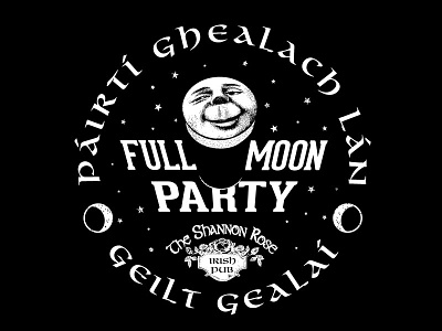 Shannon Rose Full Moon Party apparel bar design illustration irish lunar moon party pub shirt space t-shirt