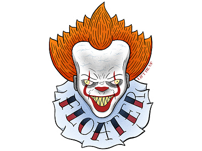 Floater clown drawing horror art illustration pennywise procreate stephen king tattoo art