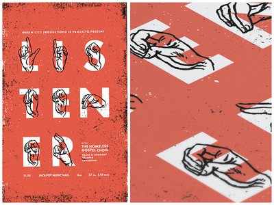 Listener Hands art design flier illustration language listener poster print sign