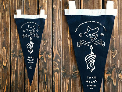 Take Heart Pennant design dove flame hand illustration match pennant typography