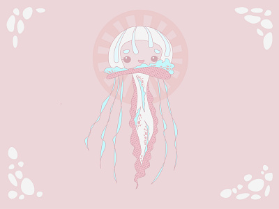 Sea icon animal cute flat jellyfish kind pink sea